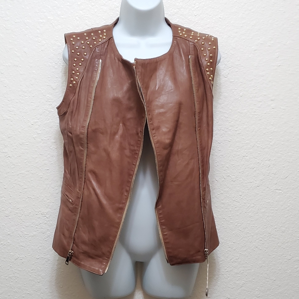 NWT Vera Pelle Ben 'MBarek Italian Leather Vest